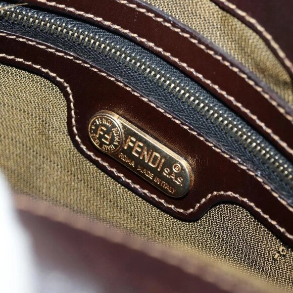 FENDI Zucca Canvas Mamma Baguette Shoulder Bag Black Brown gold Auth 145885V - Picture 11 of 16